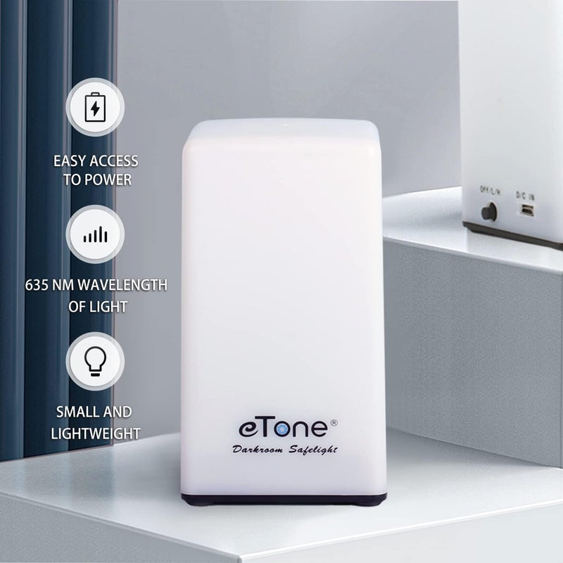 eTone Darkroom Portable Safe Light Lamp 635nm Wavelength with USB Cable Suitable for Processing B&W Film and B&W Print Paper - Image 2